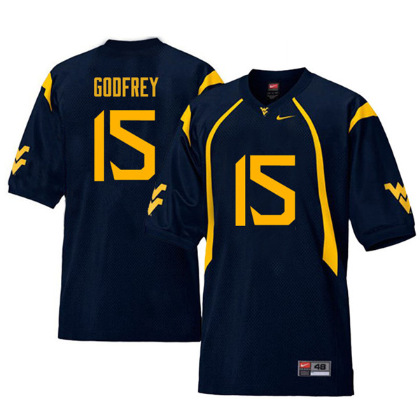 Men #15 Eli Godfrey West Virginia Mountaineers Retro College Football Jerseys Sale-Navy